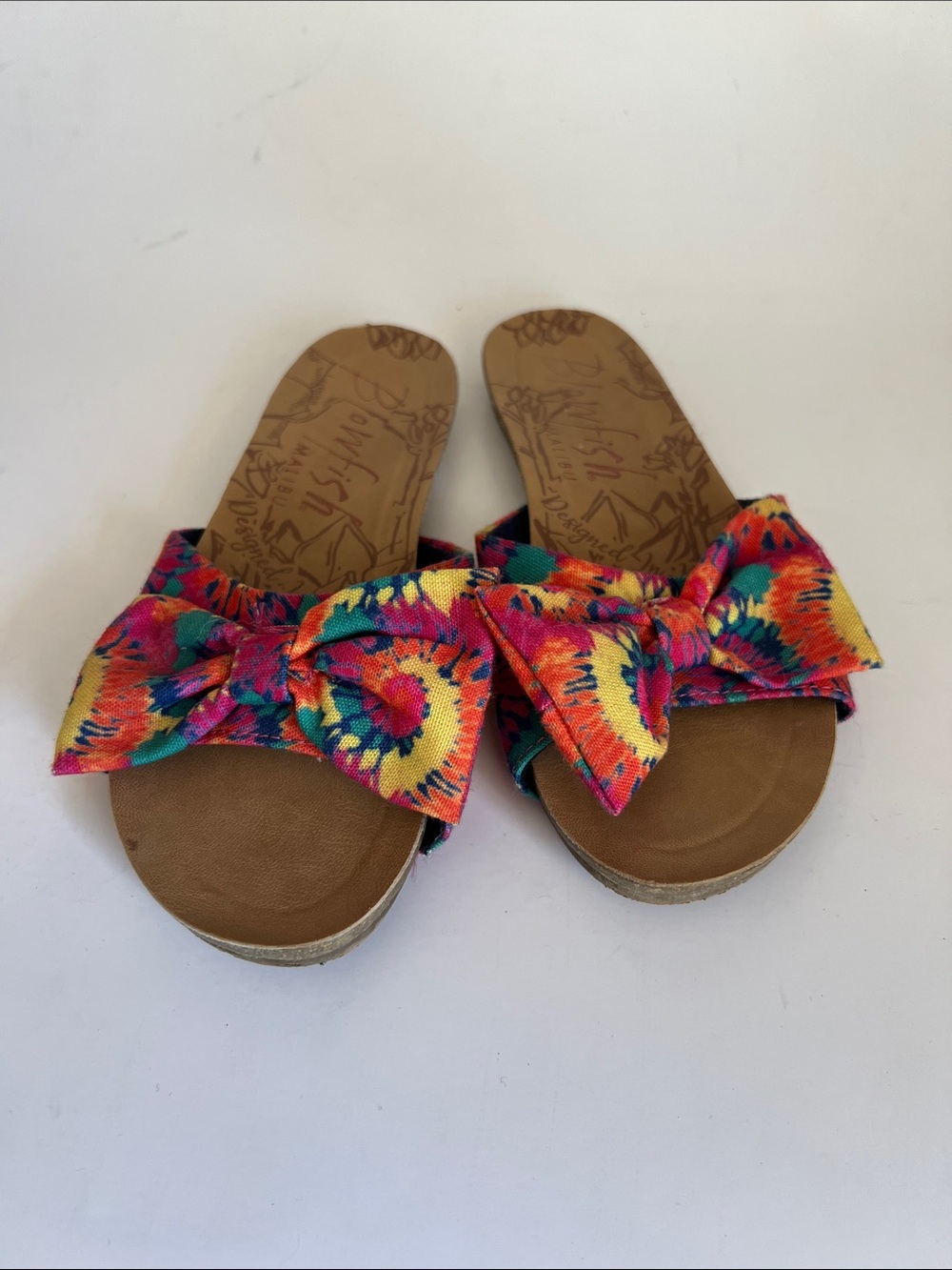 Blowfish Colorful Tie-Dye Bow Slide Sandals size 2